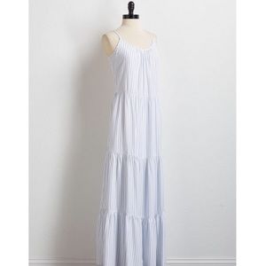 Cupio white and blue striped sleeveless maxi dress